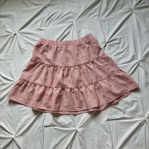 Potter's Pot Pink Gingham Tiered Skirt